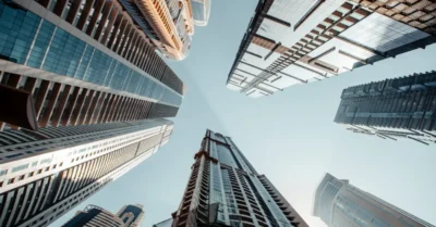 Low angle of Dubai’s High rise buildings