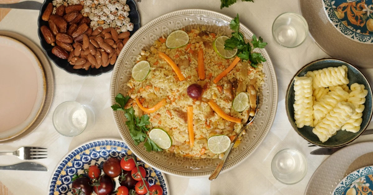 Homemade dishes on a festive Ramadan table
