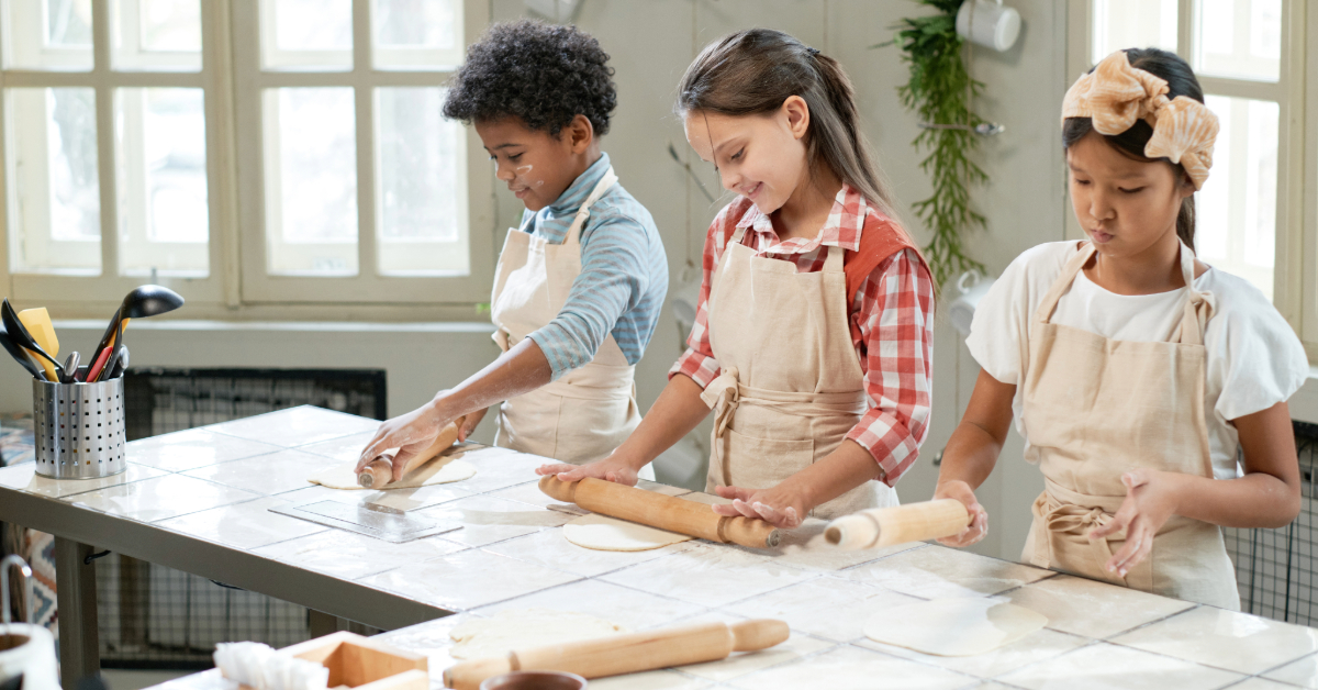 Group of Kids baking Ramadan Desserts