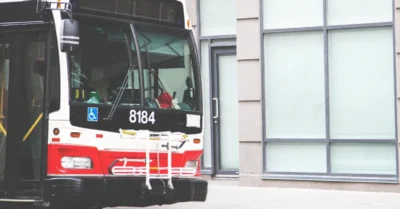 A bus outside the Mall of the Emirates bus station
