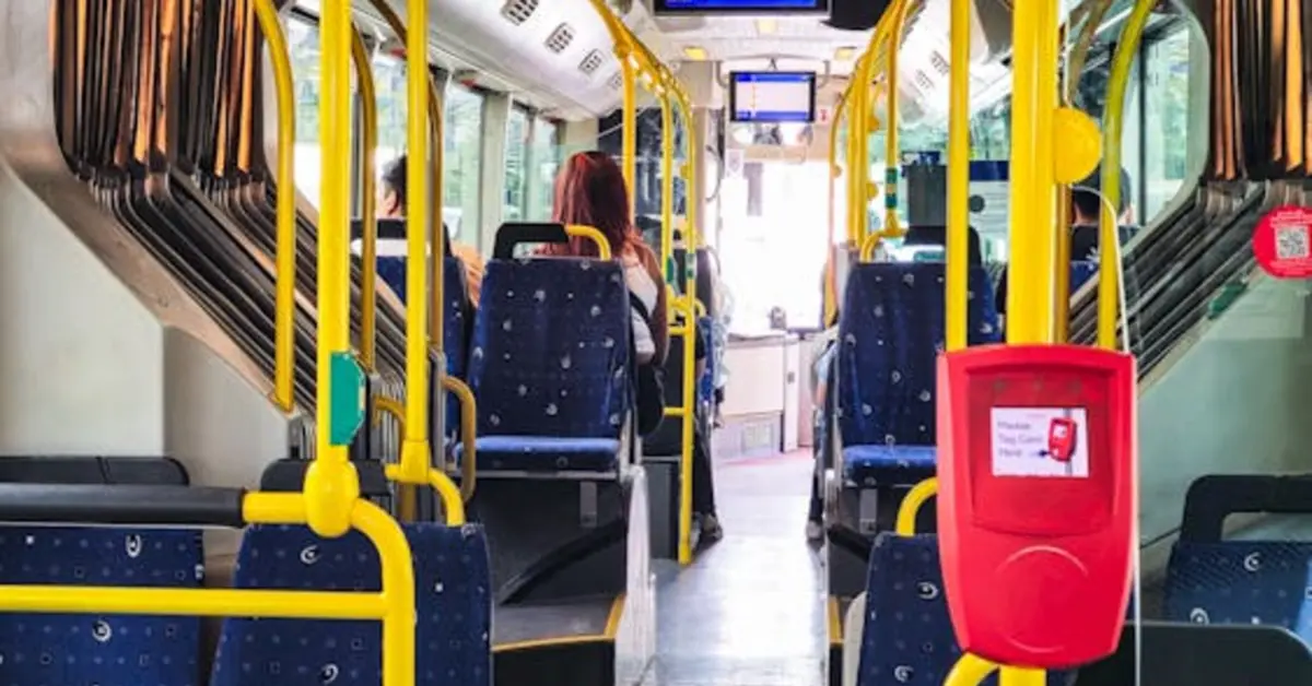 Interior View of Modern City Bus in Dubai