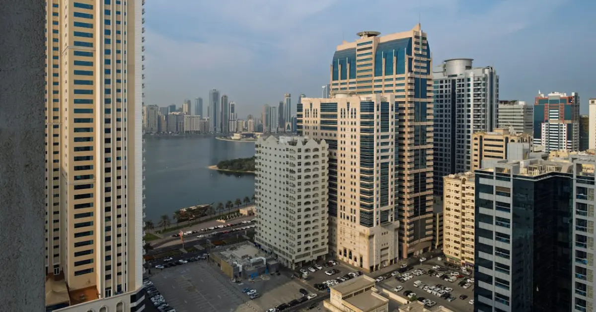 Skyline View of Sharjah's High-Rise Buildings
