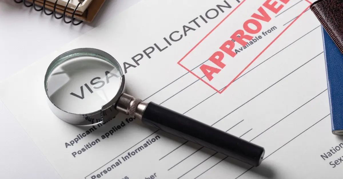 Visa application with approved stamp