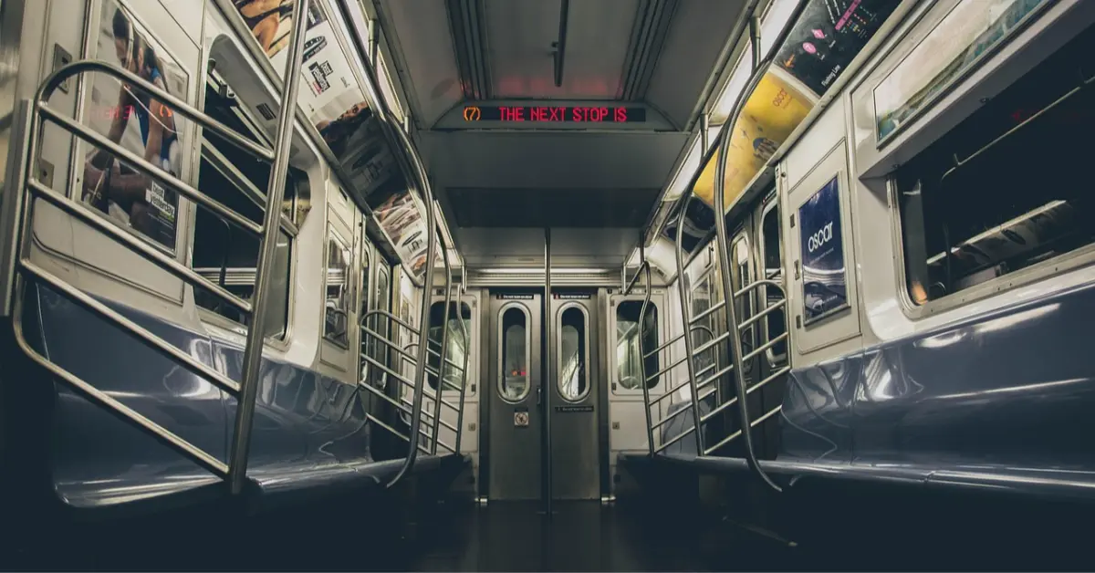 Inside an empty metro at Al Nadha Metro Station