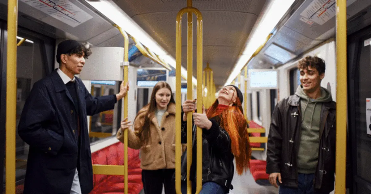 A group of friends inside an UAE metro