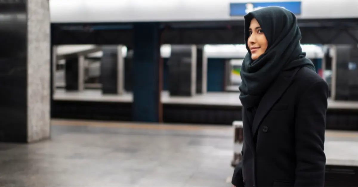 A person waiting for a metro at Ibn Battuta Metro Station
