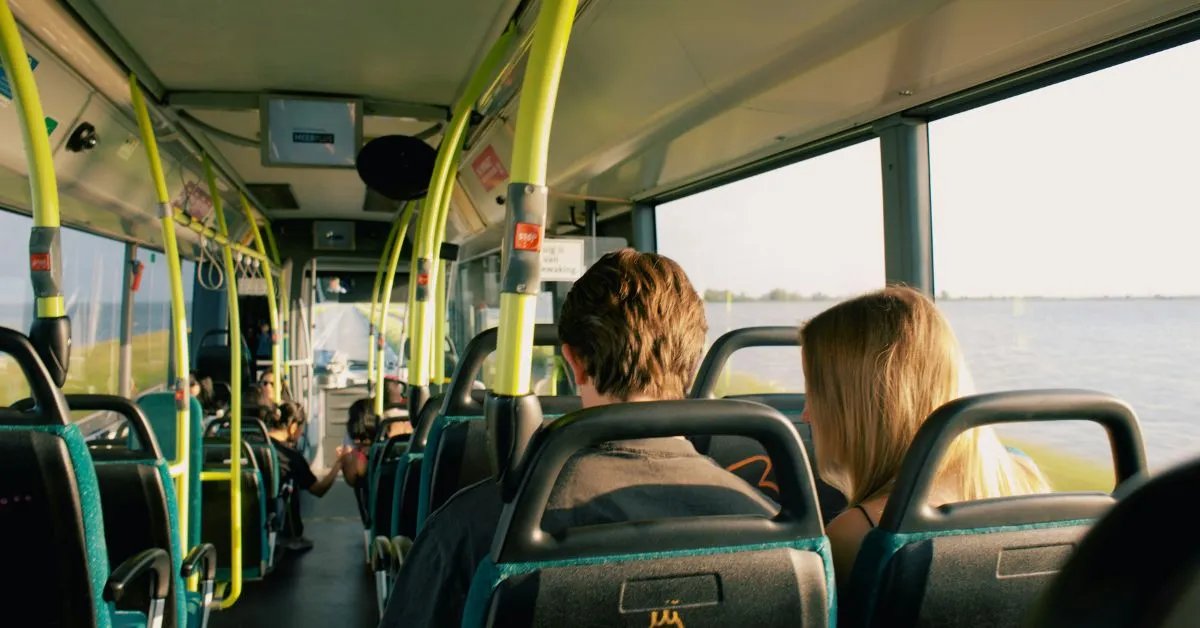 People seated inside the bus on f05 bus route