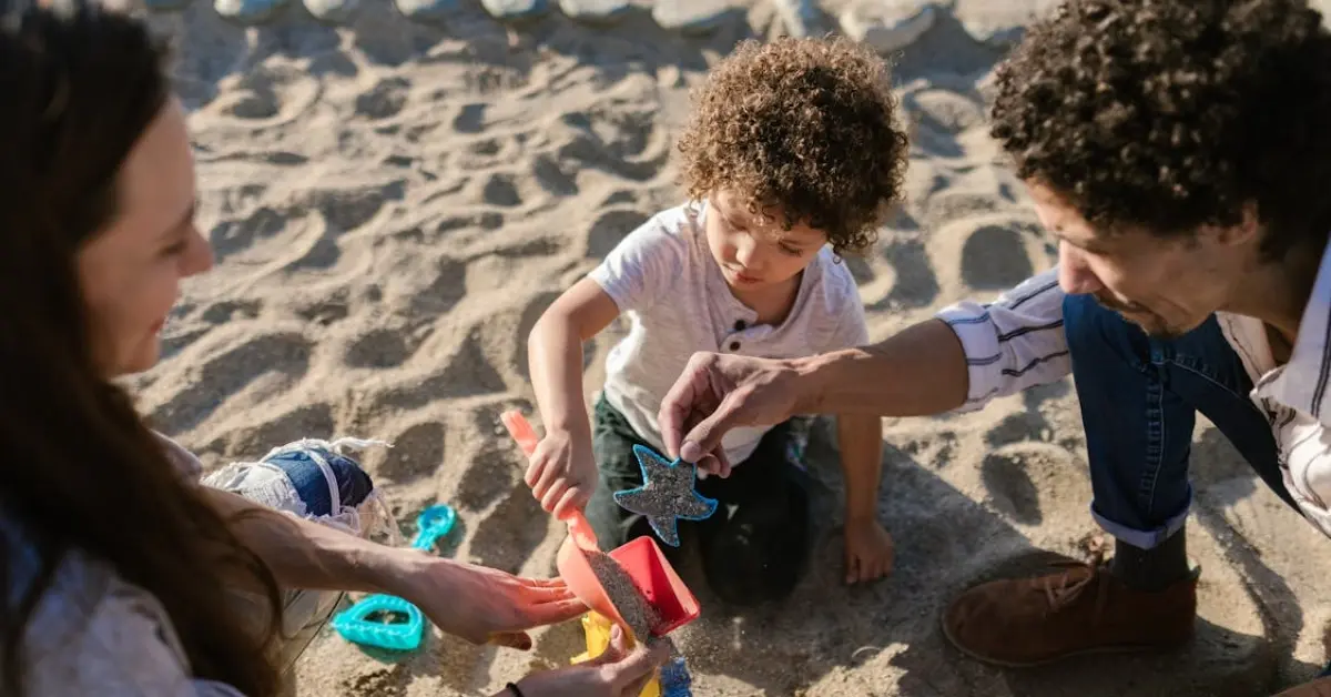 A Family Playing on the Sand