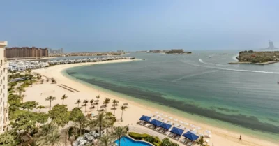 Aerial view of the Al Hamra Beach in Ras Al Khaimah