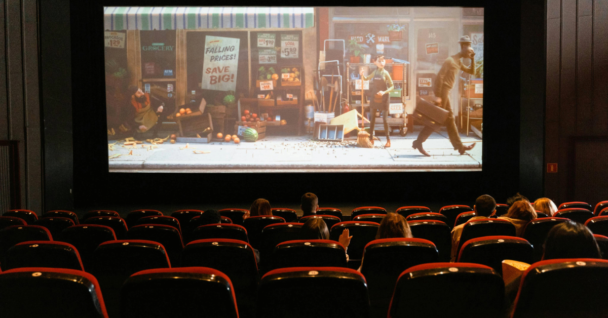 An empty IMAX movie theatre