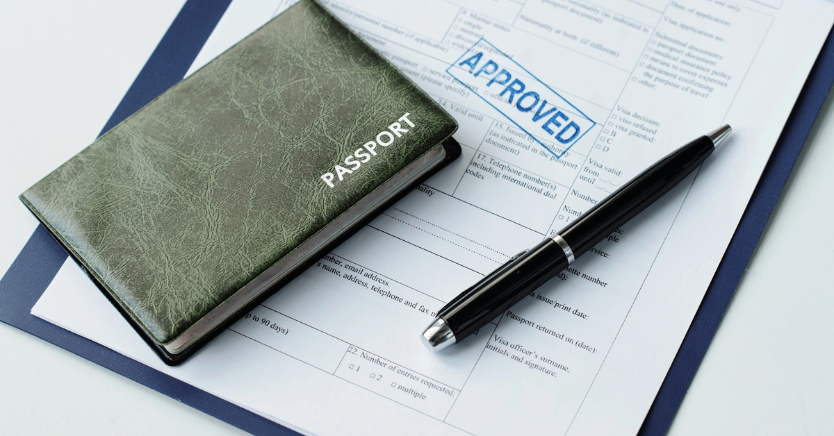 Approved visa with passport