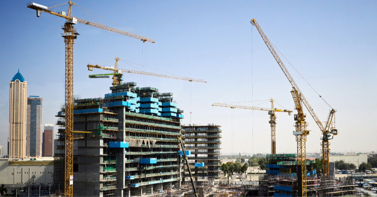 Construction site with cranes