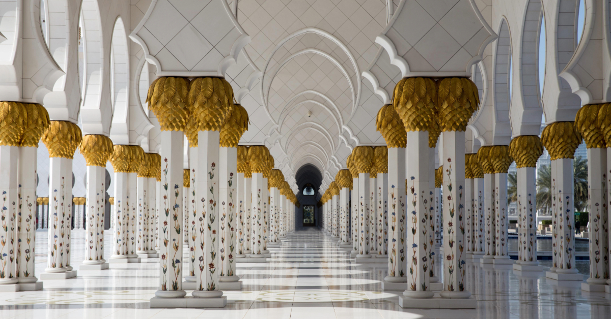 Corridor inside a gurudwara in Abu Dhabi