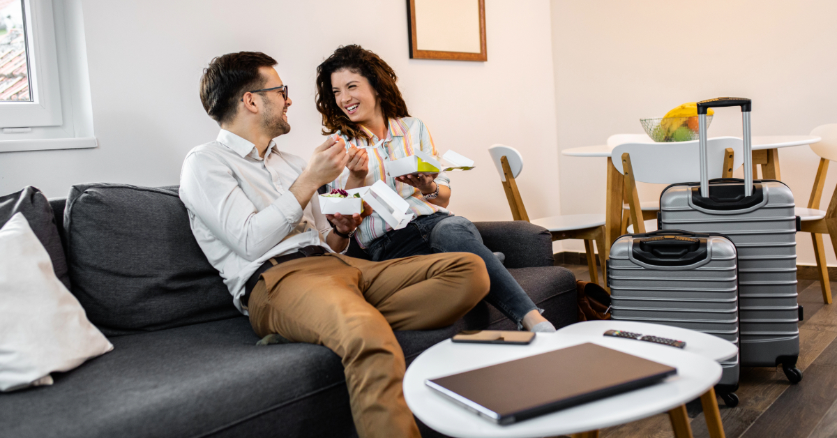 Couple enjoying their holiday home