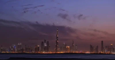 Dubai skyline at sunset