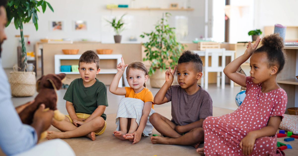 Nursery school children in class
