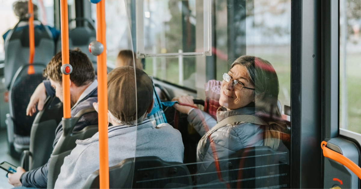 Senior couple on a bus