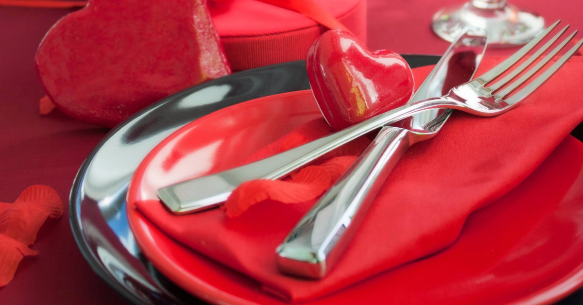 Table setting for a romantic dinner
