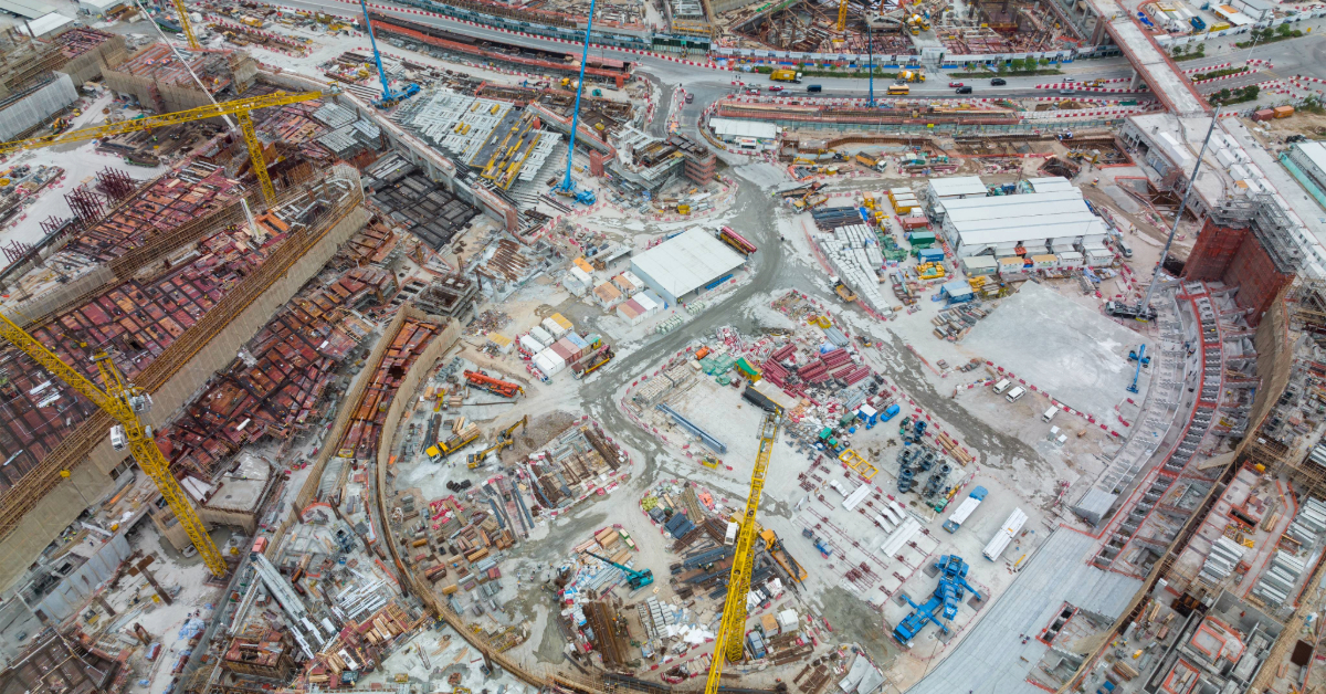 Top-down view of a construction site