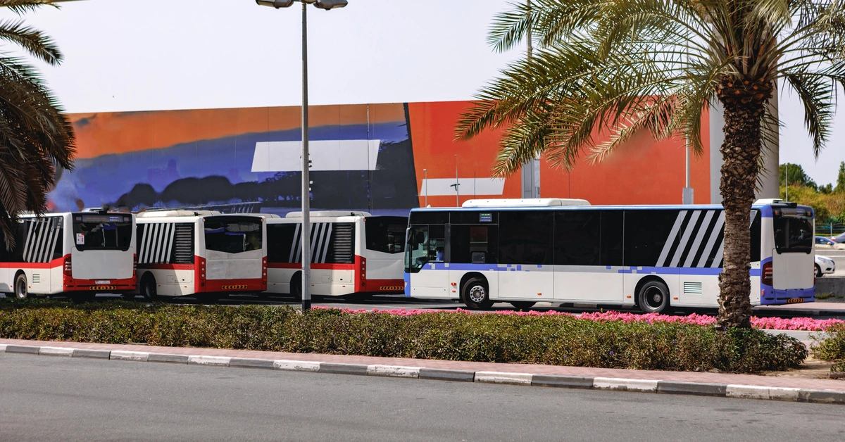 Urban bus stop public transport in Dubai city