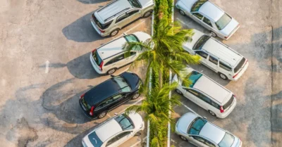 Vehicles parked in designated slots