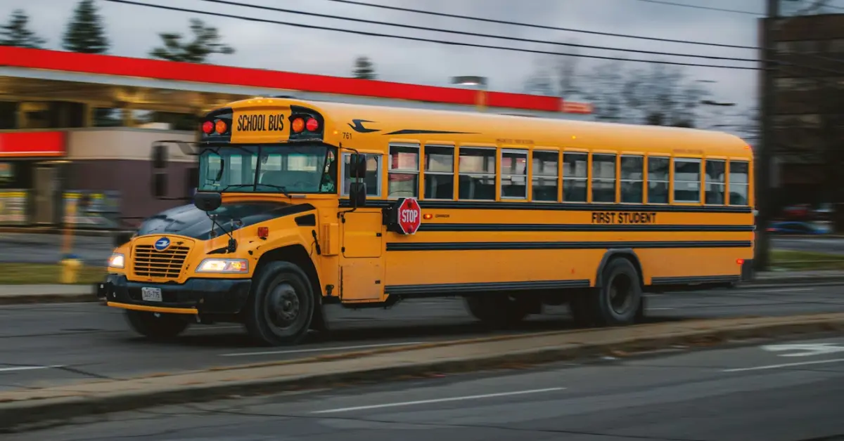 A school bus on the road