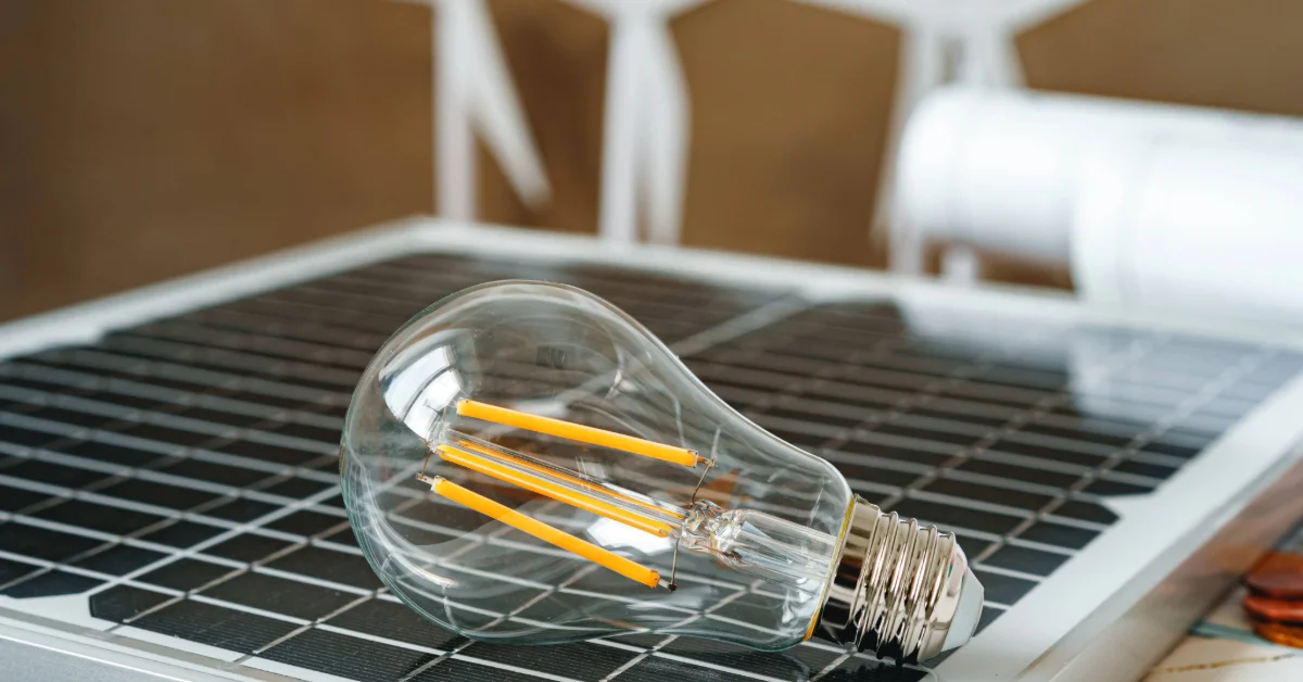 Solar energy panel and light bulb