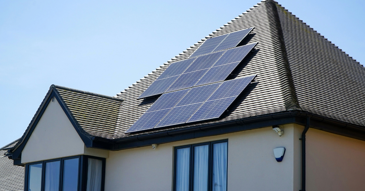 A house equipped with solar panels installed on the roof