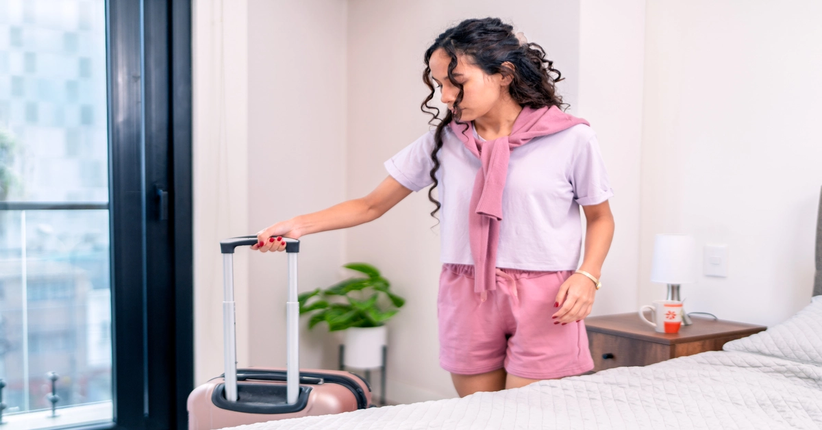 traveller arriving at a short-term rental