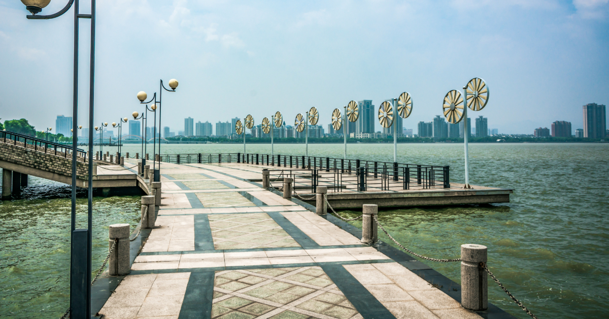 The waterfront side of the Al Majaz Park in Sharjah