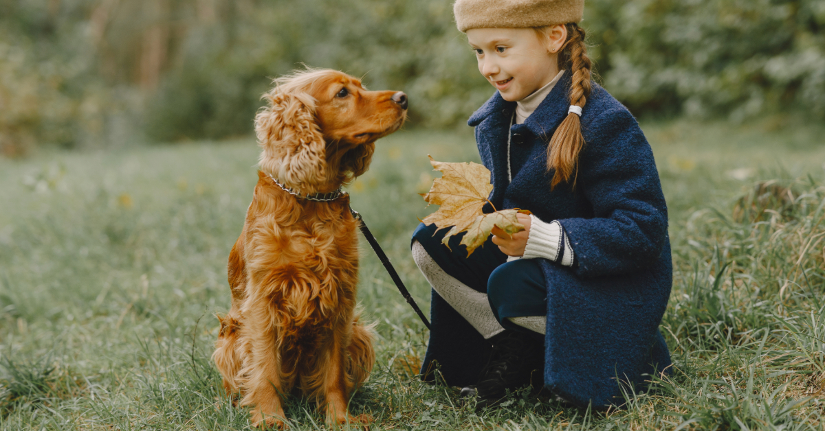Child and her dog getting fresh air