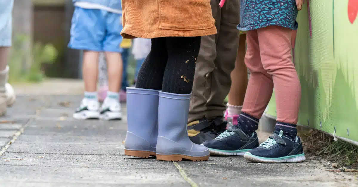 Childrens wearing boots