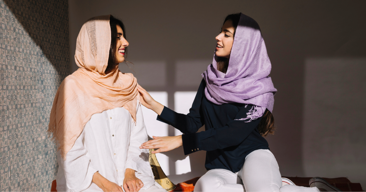 Friends greeting each other