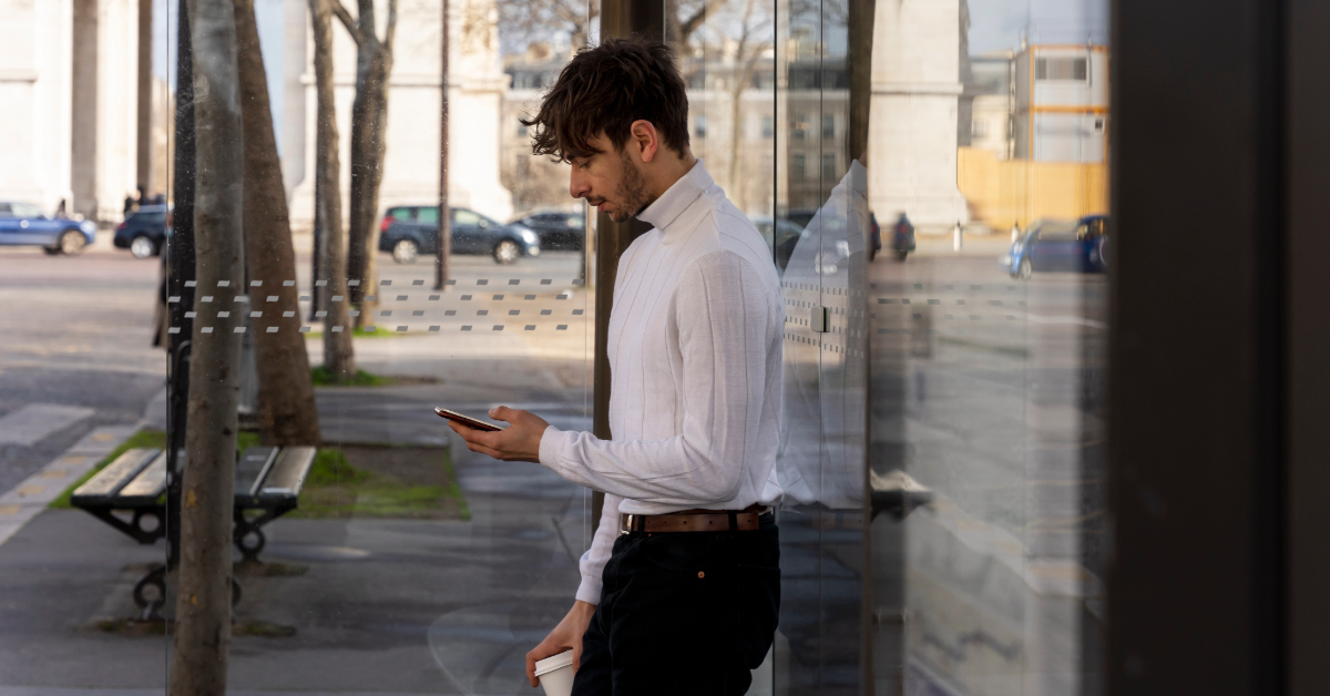 Man waiting at the bus stop