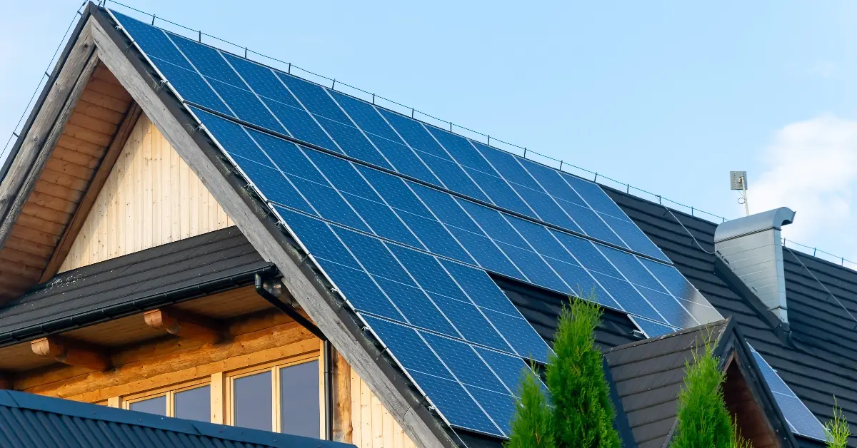 Solar panels installed on a house roof