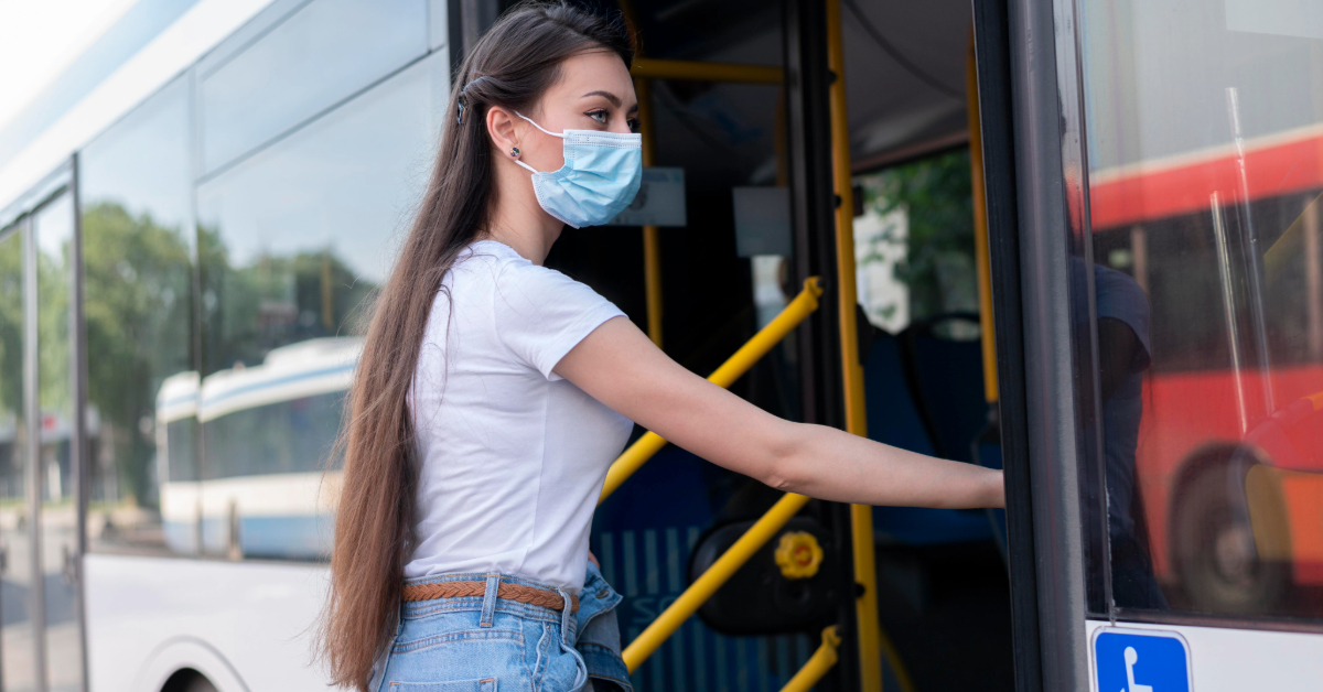 Student boarding the bus