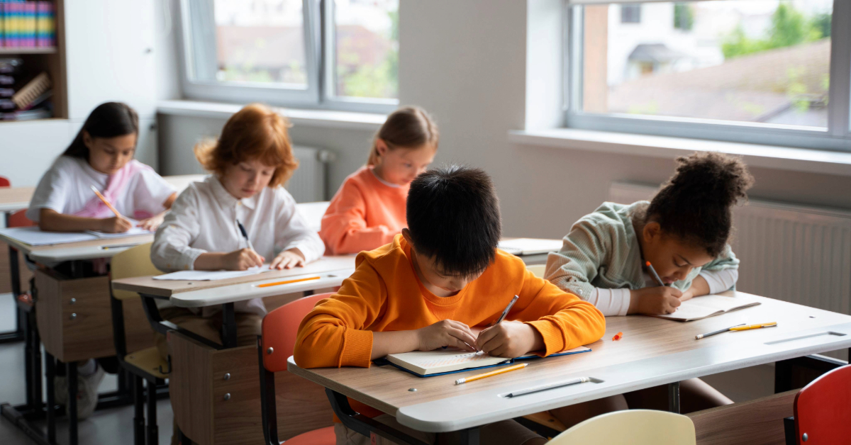 Students taking notes in the classroom