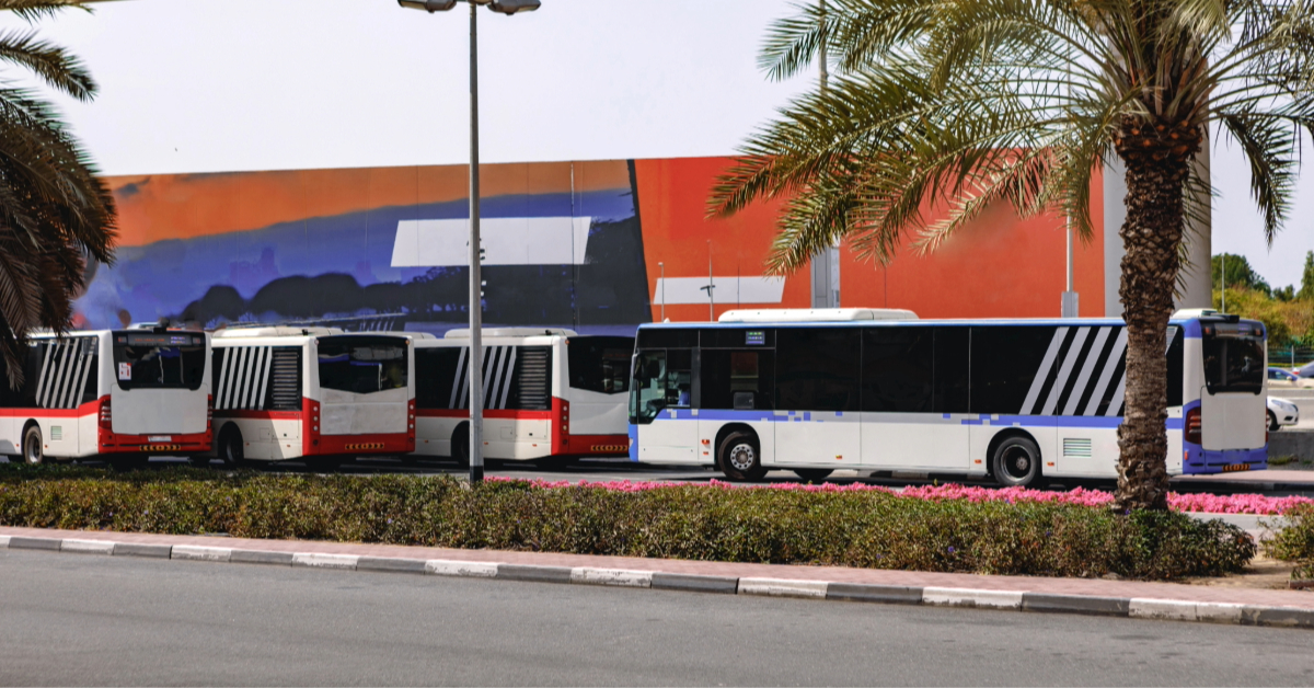 Urban bus stop public transport in Dubai city