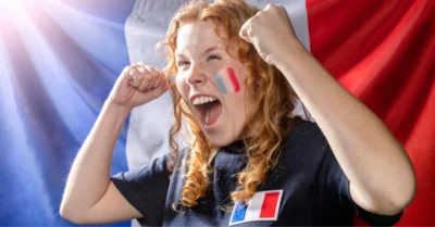 cheering student with-french flag