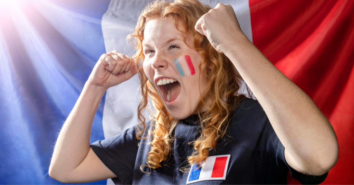 cheering student with-french flag