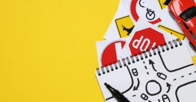 Driving school and driving lessons concept