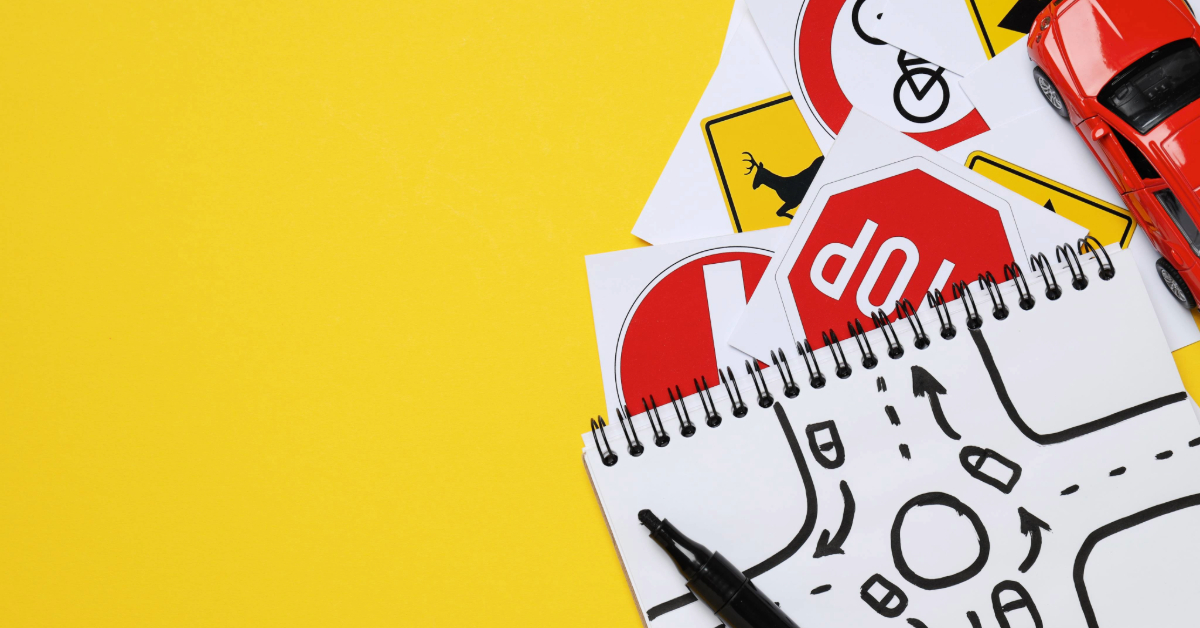 Driving school and driving lessons concept