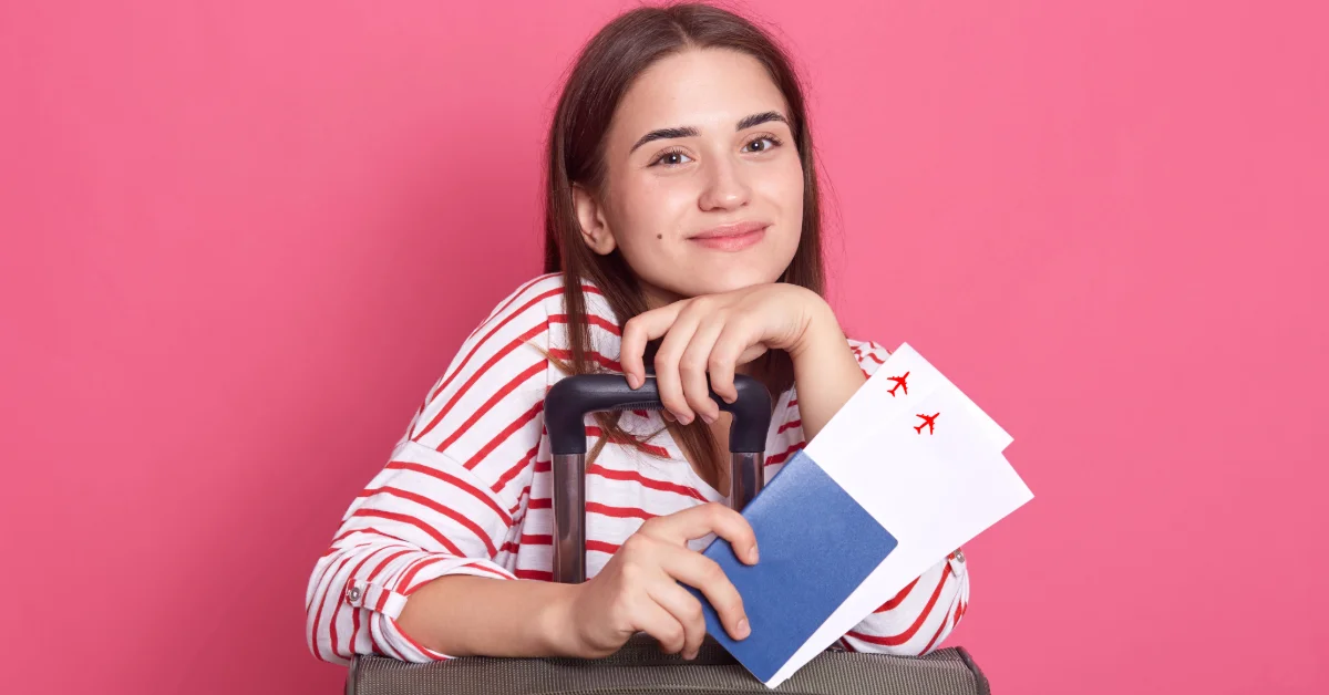 Czech Republic visa, along with her passport and boarding pass