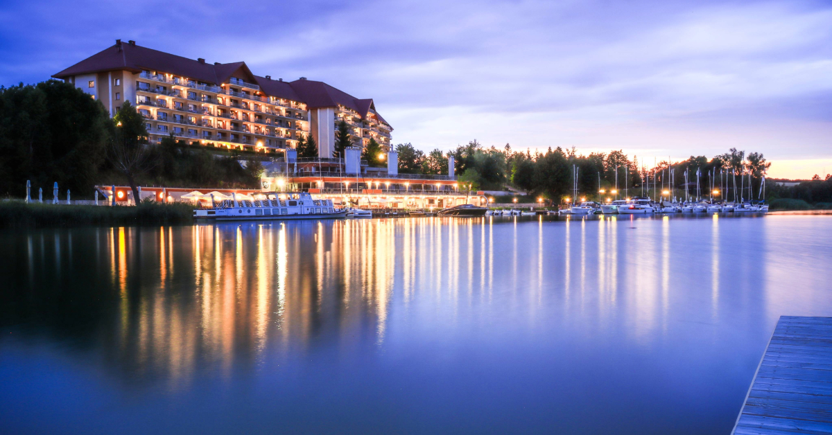 View of hotel at night
