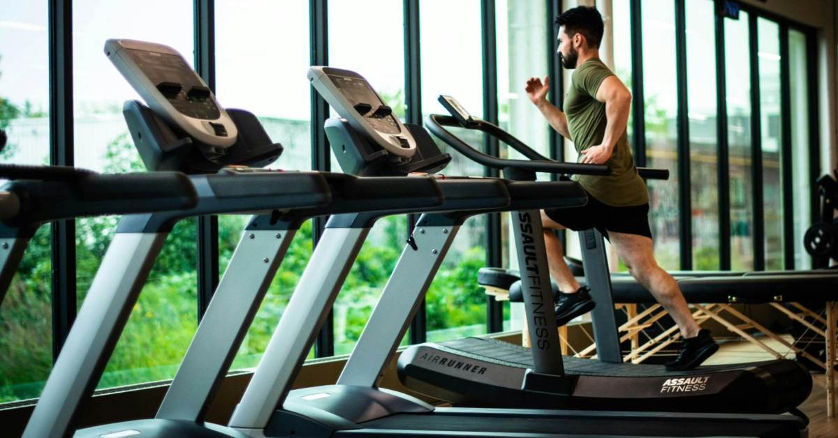A man working out on gym equipment