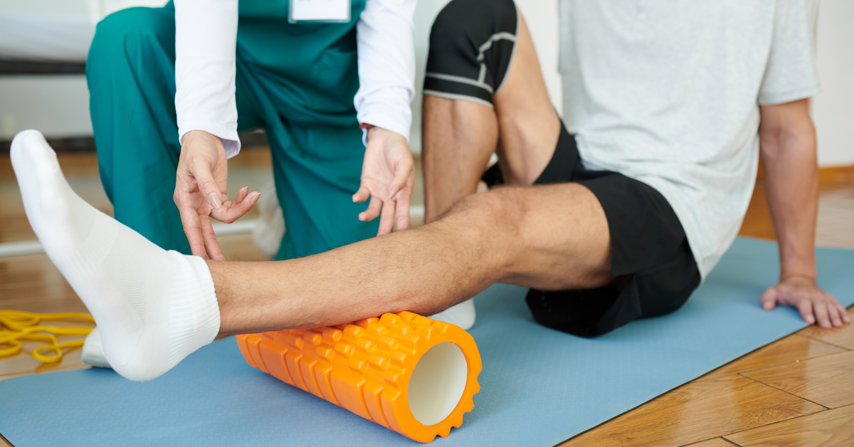 Patient doing myofascial release