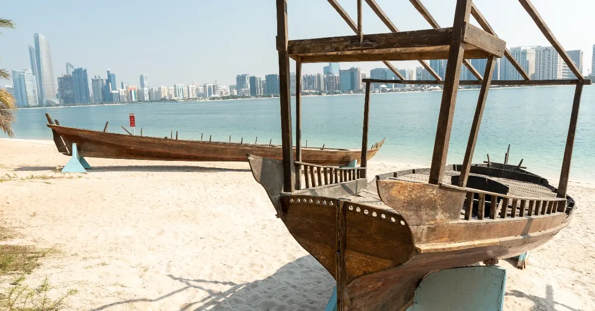 old wooden boat as a symbol for summer in abu dhabi