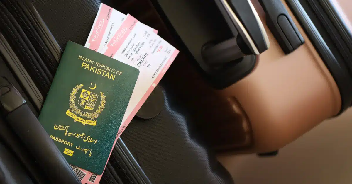 Pakistan passport with tickets