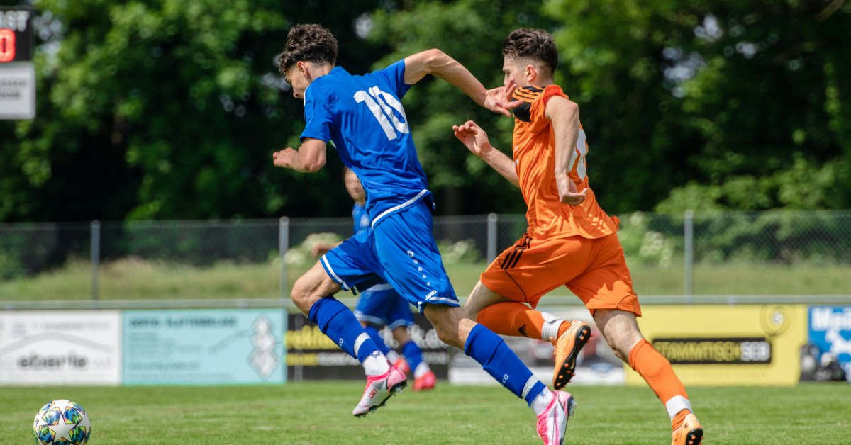 A football match in the morning.