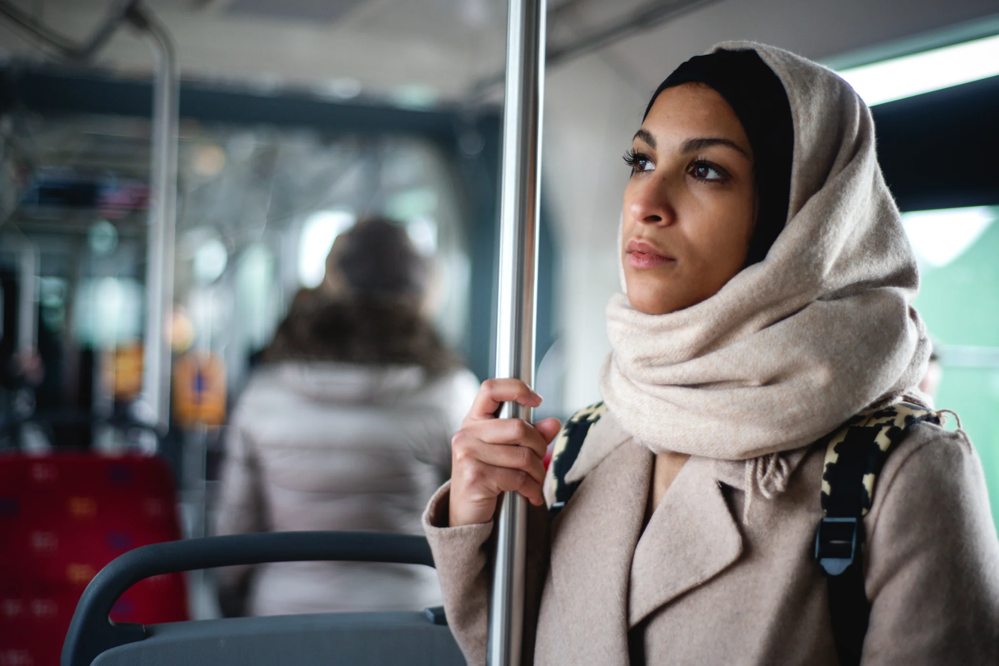 Woman on public bus